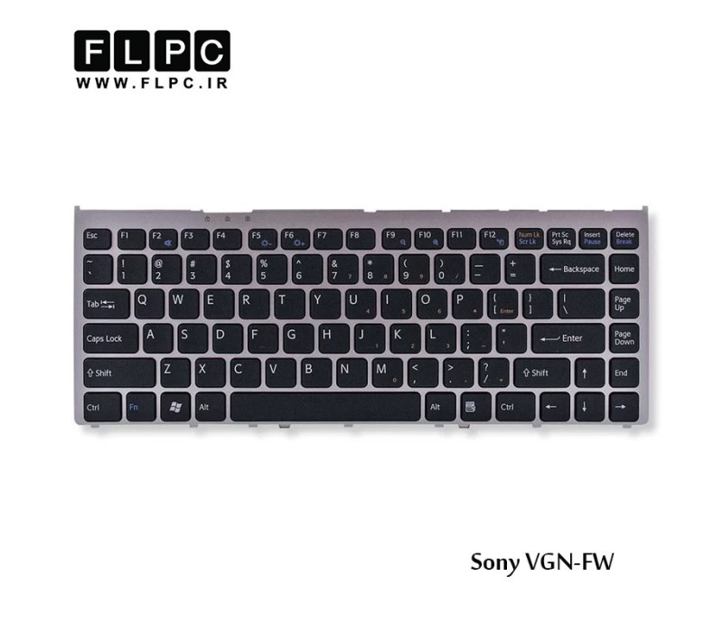 کیبورد لپ تاپ سونی VGN-FW مشکی-بافریم نقره ای Sony VGN-FW Laptop Keyboard
