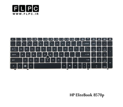 کیبورد لپ تاپ اچ پی HP Laptop Keyboard EliteBook 8570p مشکی-با موس-با فریم نقره ای