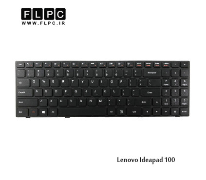 کیبورد لپ تاپ لنوو 100 مشکی-بافریم-فلت کنار-بدون دکمه پاور Lenovo Ideapad 100 Laptop Keyboard
