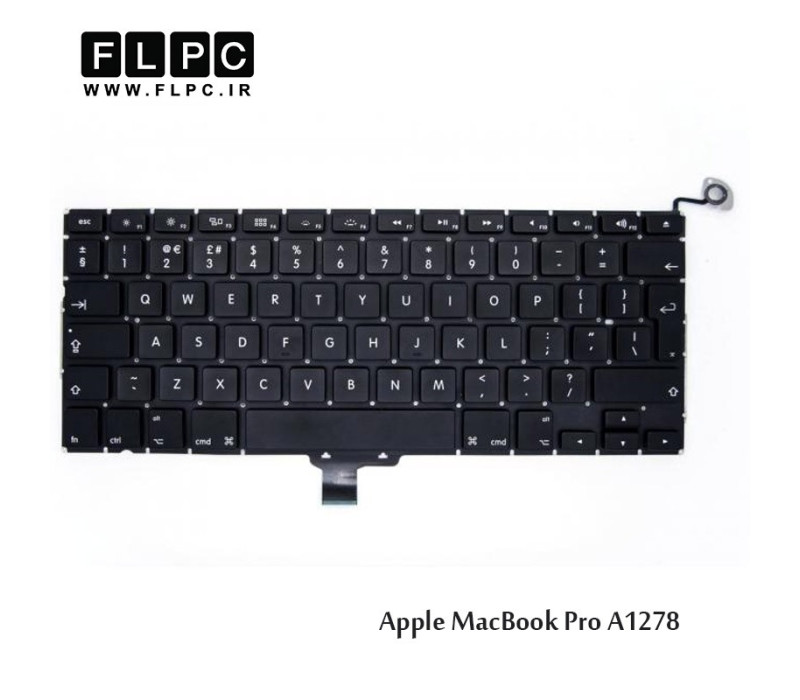 کیبورد لپ تاپ اپل مشکی اینتر بزرگ به همراه کلید پاور Apple Laptop Keyboard Macbook Pro A1278 Black