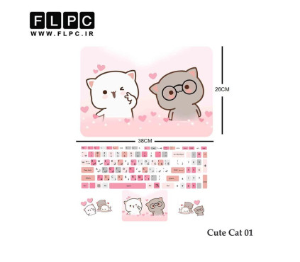 استیکر لپ تاپ مدل Cute Cat 01 به همراه برچسب حروف فارسی