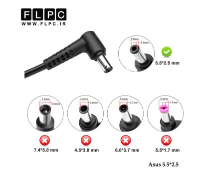 کابل آداپتور لپ تاپ توشیبا 6 آمپر دو سیم _2.5*5.5