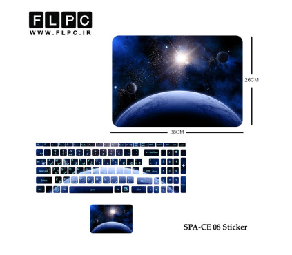 استیکر لپ تاپ سیاره مدل Spa-ce 08 به همراه برچسب حروف فارسی