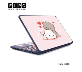 استیکر لپ تاپ طرح گربه ناز مدل Cute Cat 03 به همراه برچسب حروف فارسی