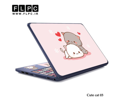استیکر لپ تاپ طرح گربه ناز مدل Cute Cat 03 به همراه برچسب حروف فارسی