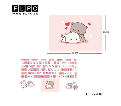 استیکر لپ تاپ طرح گربه ناز مدل Cute Cat 03 به همراه برچسب حروف فارسی