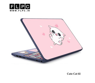 استیکر لپ تاپ طرح گربه کوچولو مدل Cute Cat 02 به همراه برچسب حروف فارسی