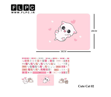استیکر لپ تاپ طرح گربه کوچولو مدل Cute Cat 02 به همراه برچسب حروف فارسی
