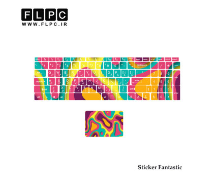 استیکر لپ تاپ راتیانا طرح رنگارنگ به همراه برچسب حروف فارسی