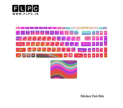 استیکر لپ تاپ طرح رنگارنگ به همراه برچسب حروف فارسی