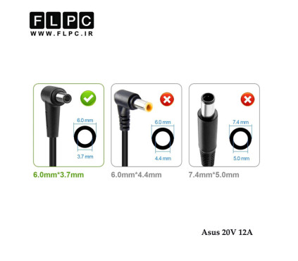 آداپتور لپ تاپ ایسوس Asus 20V 12A Slim Org Plus _6.0*3.7 کابل PC-سوزن دار