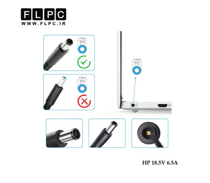 آداپتور لپ تاپ اچ پی HP 18.5V 6.5A Delta Org _7.4*5.0 سردلی