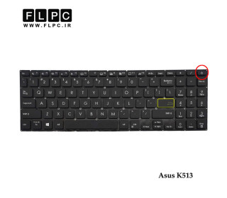 کیبورد لپ تاپ ایسوس Asus K513 مشکی-اینترکوچک-بدون فریم-با دکمه پاور