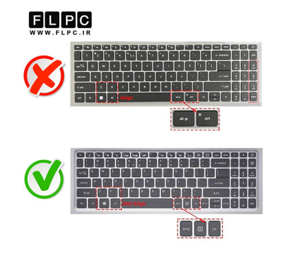 کیبورد لپ تاپ ایسر Acer Aspire A315-22 مشکی- اینترکوچک- بدون فریم- فلت کج با دکمه پاور