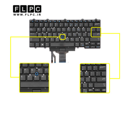 کیبورد لپ تاپ دل Dell Latitude E7470 مشکی- با موس- اینترکوچک- بدون فریم