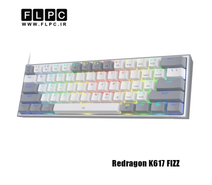 کیبورد مکانیکال گیمینگ ردراگون مدل Redragon K617 FIZZ سفید-خاکستری