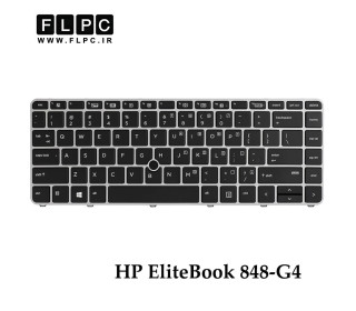 کیبورد لپ تاپ اچ پی HP EliteBook 848-G4 اینترکوچک- با فریم و بک لایت- مشکی با فریم نقره ای