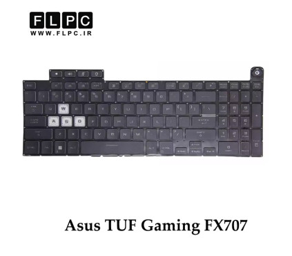 کیبورد لپ تاپ ایسوس Asus TUF Gaming FX707 مشکی- اینترکوچک- بابک لایت- بدون فریم با دکمه پاور