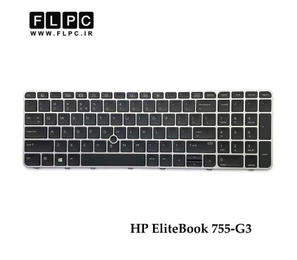 کیبورد لپ تاپ اچ پی HP EliteBook 755-G3 مشکی- با موس- با فریم نقره ای