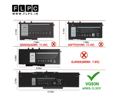 باتری لپ تاپ دل Dell VG93N _6000mAh